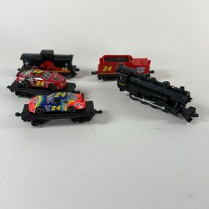Vintage 1997 Revell Jurassic Park 7 Pc Train Set W/ Jeff Gordon Cars Rare Collec